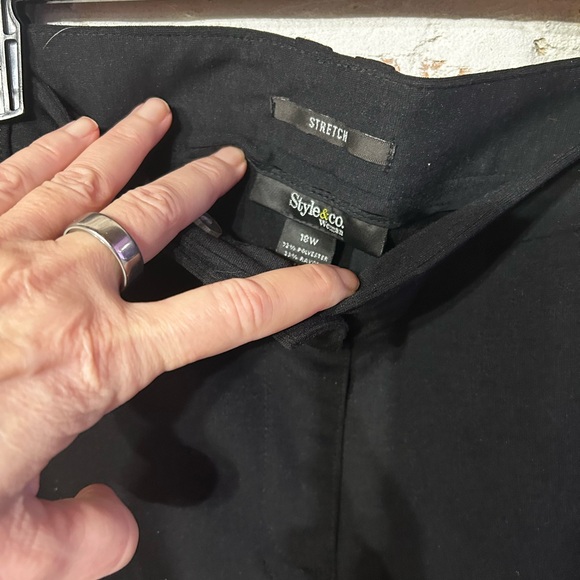 NWT STYLE & CO PANTS Elegant Dress Pants with Silver Zipper Accents, Tapered Leg - Picture 3 of 8